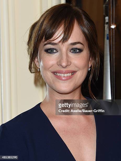 Actress Dakota Johnson arrives at the Hollywood Foreign Press Association Hosts Annual Grants Banquet at the Beverly Wilshire Four Seasons Hotel on...