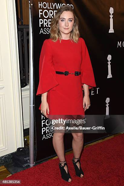 Actress Saoirse Ronan arrives at the Hollywood Foreign Press Association Hosts Annual Grants Banquet at the Beverly Wilshire Four Seasons Hotel on...