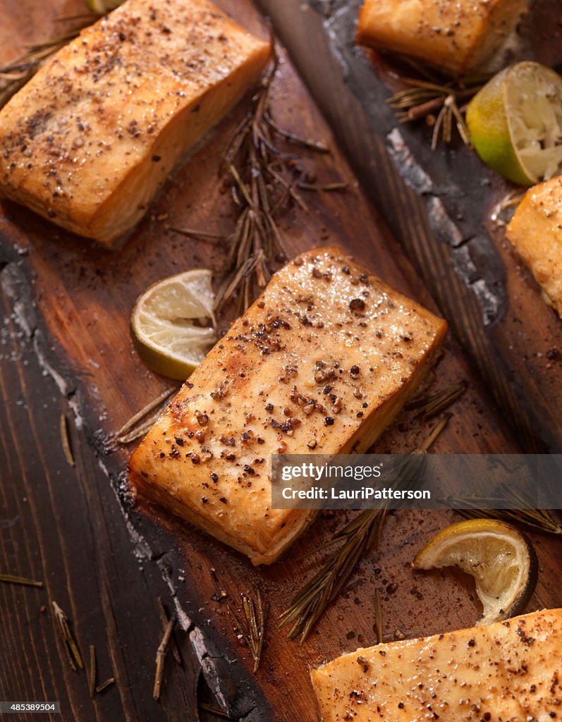 Cedar Plank Salmon fillets hot off the BBQ