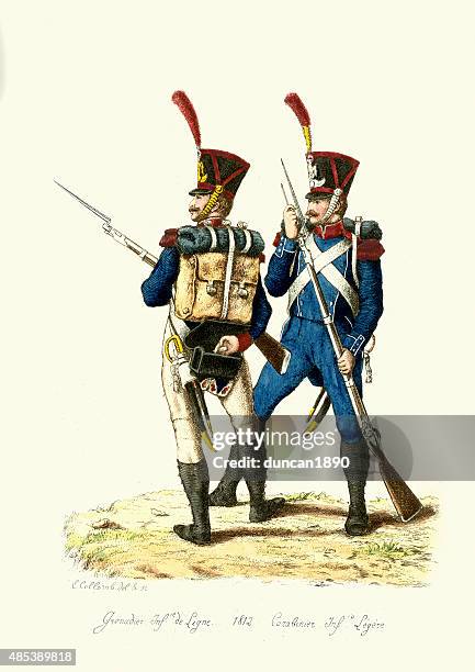 ilustrações de stock, clip art, desenhos animados e ícones de exército francês-áspera e carabinier linha de infantaria - exército italiano