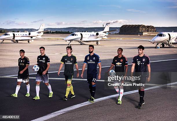 Guido Vadala of Juventus, Cesar Azpilicueta of Chelsea FC, Riccardo Montolivo of AC Milan Alvaro, Arbeloa of Real Madrid, Ashley Young of Manchester...