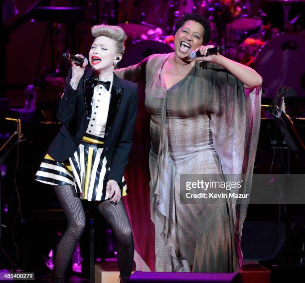 Ivy Levan and Lisa Fischer perform onstage during The 2014 Revlon Concert For The Rainforest Fund at Carnegie Hall on April 17, 2014 in New York City.