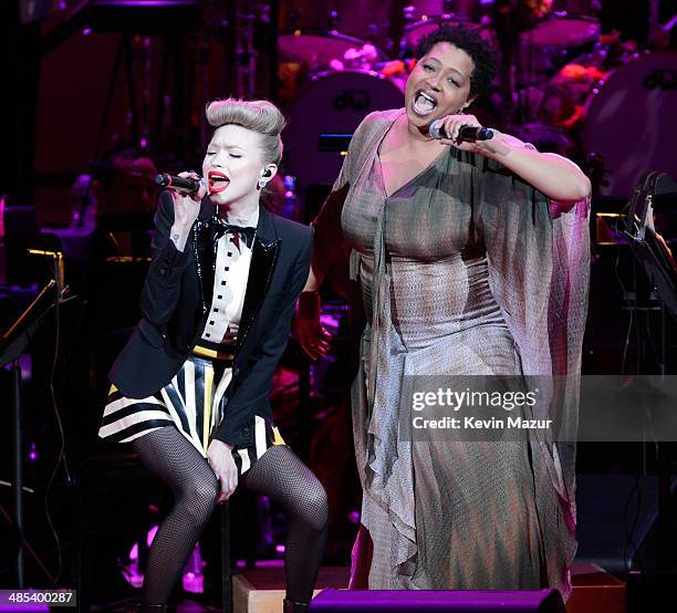 Ivy Levan and Lisa Fischer perform onstage during The 2014 Revlon Concert For The Rainforest Fund at Carnegie Hall on April 17, 2014 in New York City.