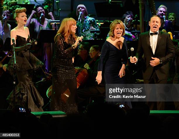 Ivy Levan, Patti Scialfa, Renee Fleming and Kevin Spacey perform onstage during The 2014 Revlon Concert For The Rainforest Fund at Carnegie Hall on...