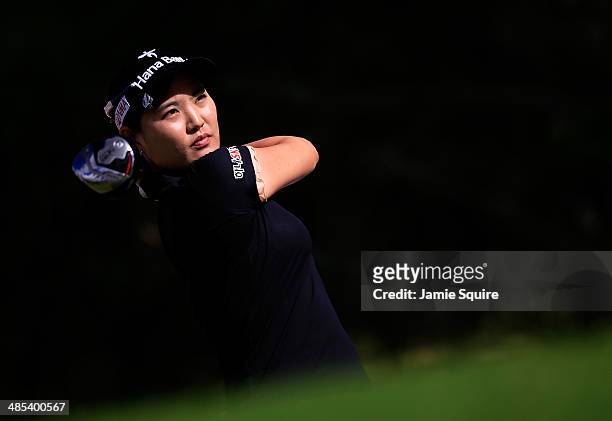 So Yeon Ryu of Korea hits her first shot on the 5th hole during the second round of the LPGA LOTTE Championship Presented by J Golf on April 17, 2014...