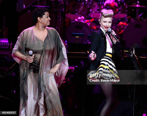 Lisa Fischer and Ivy Levan perform onstage during The 2014 Revlon Concert For The Rainforest Fund at Carnegie Hall on April 17, 2014 in New York City.