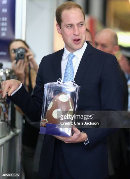 Prince William, Duke of Cambridge is presented with an Easter Egg as he visits the Sydney Royal Easter Show on April 18, 2014 in Sydney, Australia....