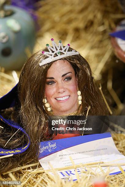 Pumpkin in the pumkin show as Catherine, Duchess of Cambridge and Prince William, Duke of Cambridge watch a shearing demonstration as they visit the...