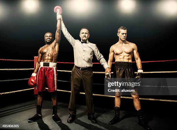 winner of the boxing fight - ring fight bildbanksfoton och bilder