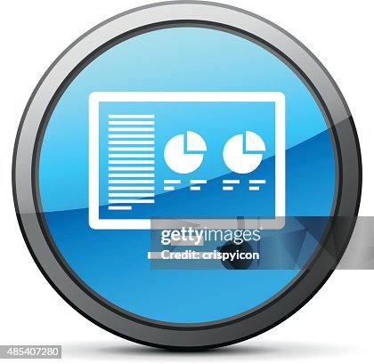 Computer icon on a round button. Computer icon on a round button.