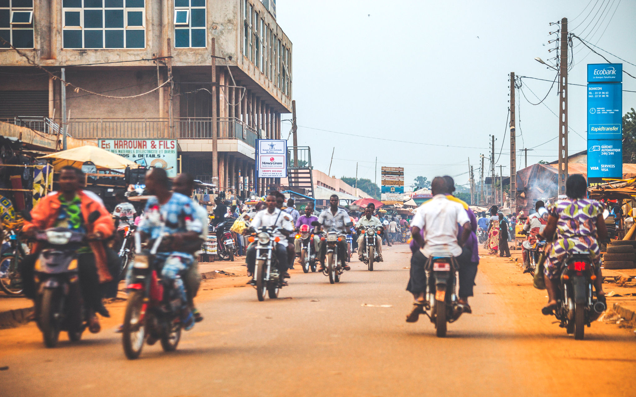 African town traffic. Bohicon, Benin, West Africa. African town traffic. Bohicon, Benin, West Africa.