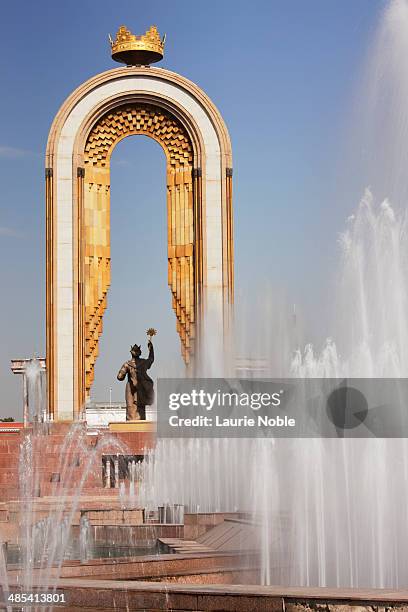 monument of amir ismail samani, dushanbe - dushanbe stock pictures, royalty-free photos & images