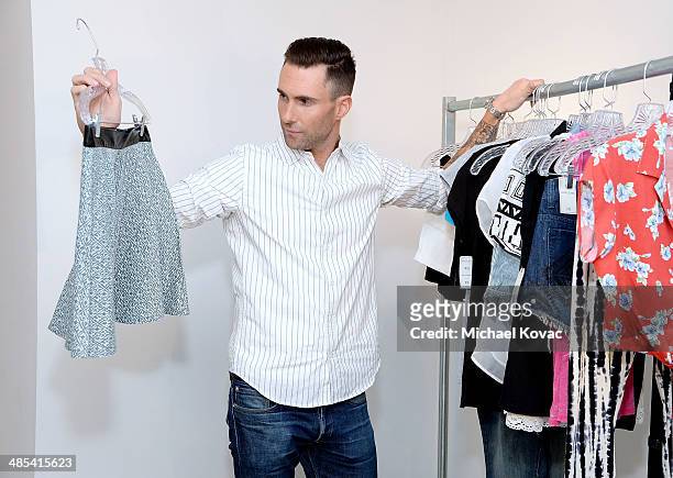 Adam Levine celebrates the launch of his new women's collection for Kmart and Shop Your Way at Ace Gallery on April 17, 2014 in Los Angeles,...