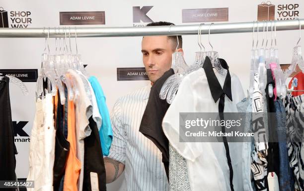 Adam Levine celebrates the launch of his new women's collection for Kmart and Shop Your Way at Ace Gallery on April 17, 2014 in Los Angeles,...