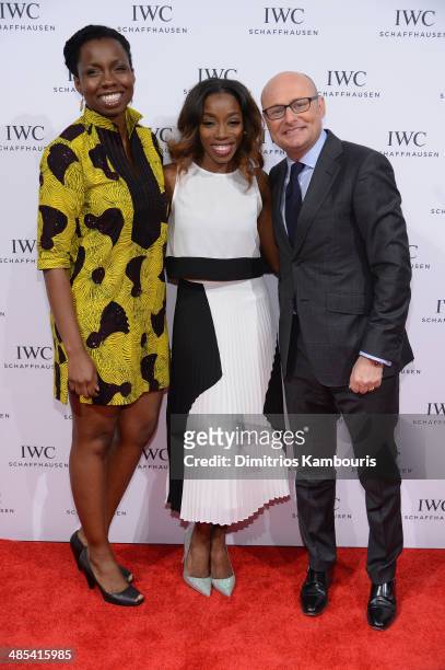 Adepero Oduye, singer Estelle and IWC CEO Georges Kern attend the "For the Love of Cinema" dinner hosted by IWC Schaffhausen and Tribeca Film...