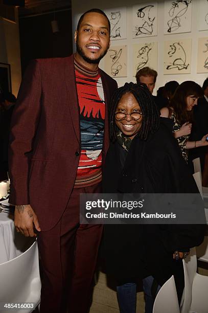 Player Carmelo Anthony and actress Whoopi Goldberg attend the "For the Love of Cinema" dinner hosted by IWC Schaffhausen and Tribeca Film Festival at...