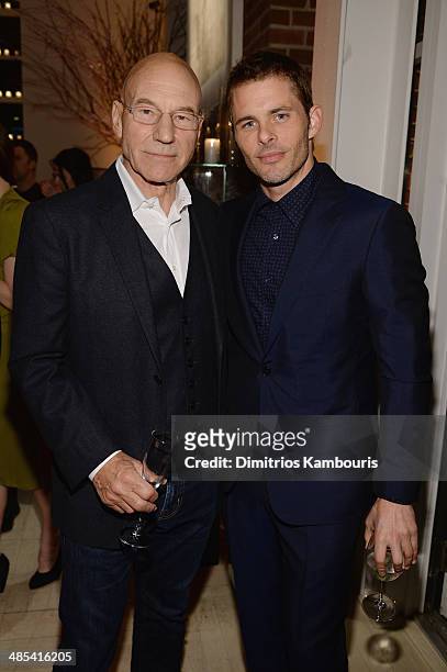 Patrick Stewart and James Marsden attend the "For the Love of Cinema" dinner hosted by IWC Schaffhausen and Tribeca Film Festival at Urban Zen on...