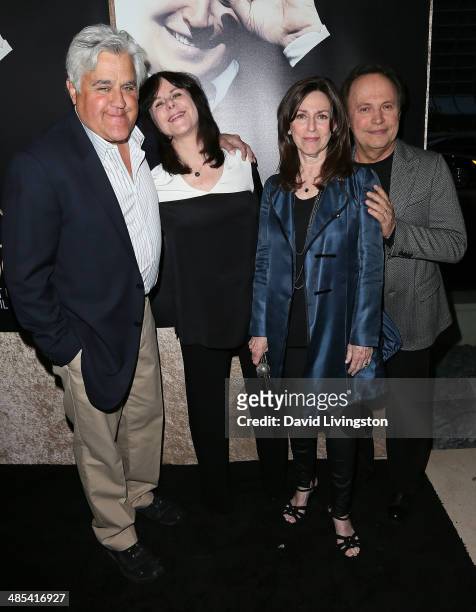 Comedian Jay Leno, wife Mavis Leno, Janice Crystal and husband comedian Billy Crystal attend an exclusive presentation of HBO's "Billy Crystal 700...