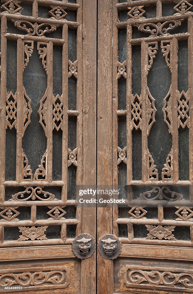Decorative antique wood carved doors