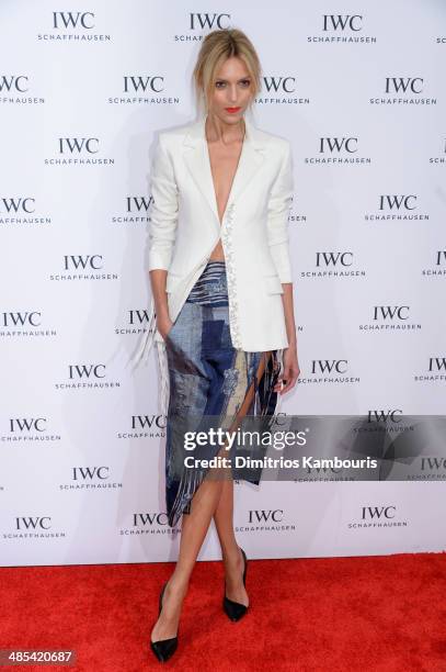 Anja Rubik attends the "For the Love of Cinema" dinner hosted by IWC Schaffhausen and Tribeca Film Festival at Urban Zen on April 17, 2014 in New...