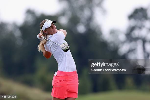 Amy Anderson tees off on the 10th hole during the first round of the Yokohama Tire LPGA Classic on August 27, 2015 in Prattville, United States.