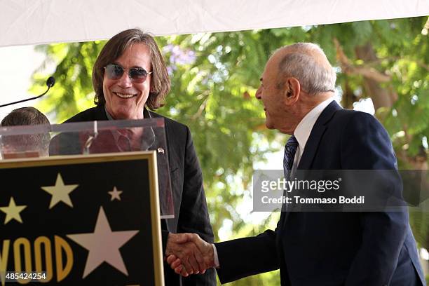 Singer Jackson Browne and music executive Joe Smith attend a ceremony honoring music executive Joe Smith wtih a star on The Hollywood Walk of Fame on...