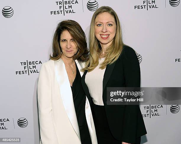 Linda Mills and Chelsea Clinton attend the Shorts Program: City Limits during the 2014 Tribeca Film Festival at AMC Loews Village 7 on April 17, 2014...