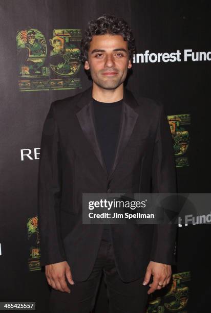 Actor Oscar Isaac attends the 25th Anniversary Rainforest Fund Benefit at Mandarin Oriental Hotel on April 17, 2014 in New York City.