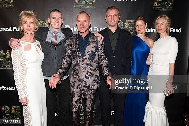 Trudie Styler, Giacomo Sumner, Sting, Joe Sumner, Fuchsia Sumner, and Mickey Sumner attend the after party for the 25th Anniversary concert for the...