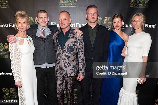 Trudie Styler, Giacomo Sumner, Sting, Joe Sumner, Fuchsia Sumner, and Mickey Sumner attend the after party for the 25th Anniversary concert for the...