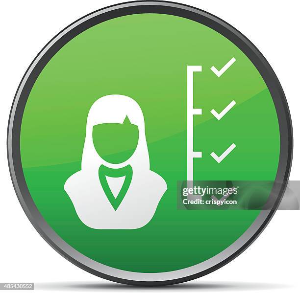 businesswoman icon on a round button. - ceo working on computer stock illustrations