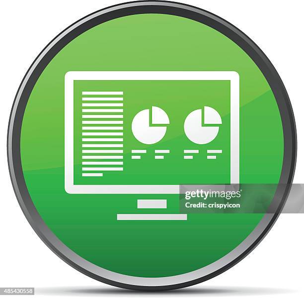 computer icon on a round button. - fraction worksheet stock illustrations