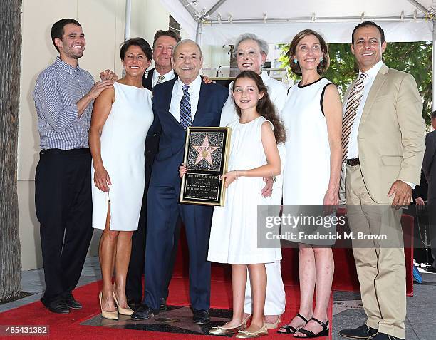 Music executive Joe Smith with family and friends is honored with a Star on the Hollywood Walk of Fame, during the installation ceremony on August...