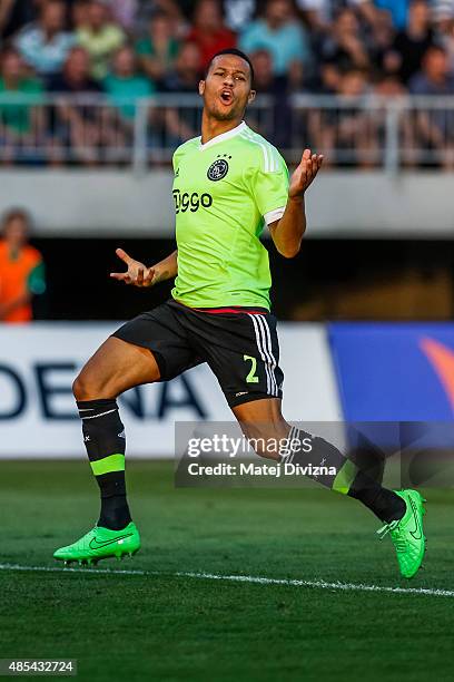 Ricardo Van Rhijn of Ajax Amsterdam in action during the UEFA Europa League Play Off Round 2nd Leg match between FK Jablonec and Ajax Amsterdam on...