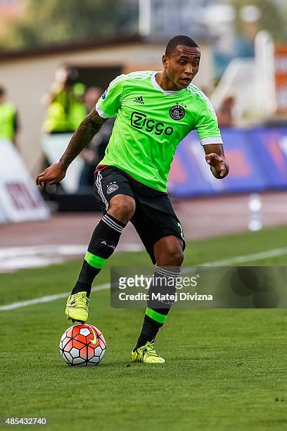 Kenny Tete of Ajax Amsterdam in action during the UEFA Europa League Play Off Round 2nd Leg match between FK Jablonec and Ajax Amsterdam on August...