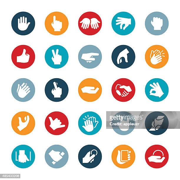 ilustrações de stock, clip art, desenhos animados e ícones de mão gestos dos ícones - bater palmas