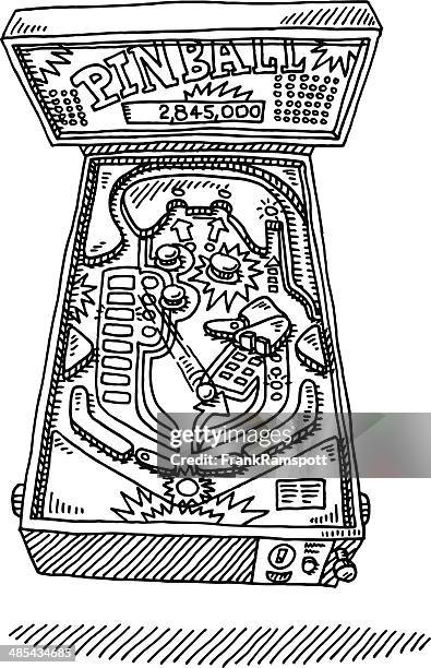 hand drawn vector illustration flipperautomat - pinball stock-grafiken, -clipart, -cartoons und -symbole