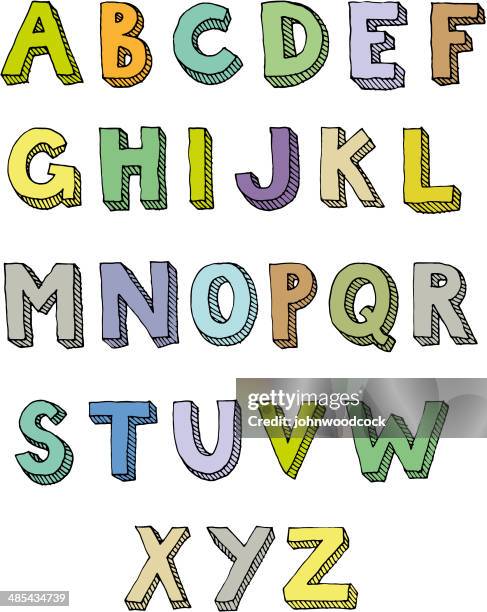drawn capitals - alphabetical order stock illustrations