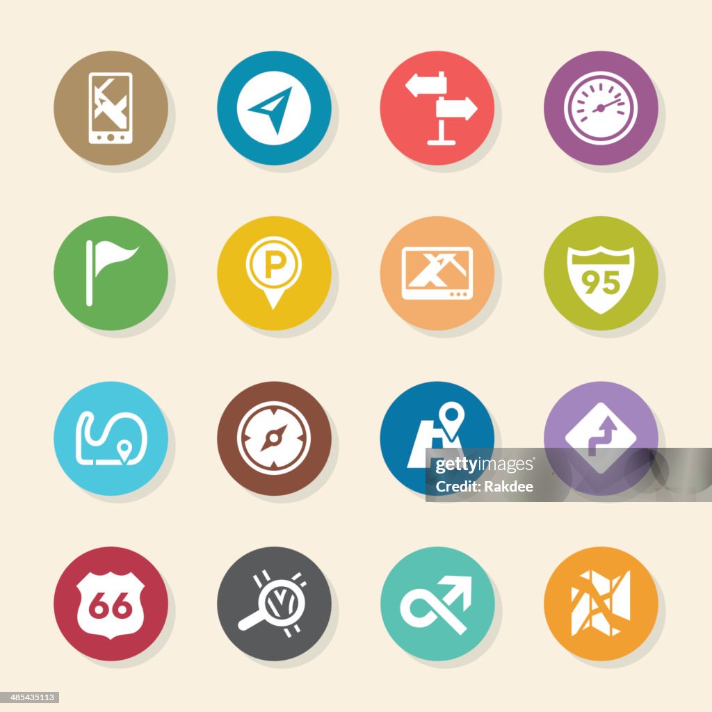 Navigation and Map Icons - Color Circle Series