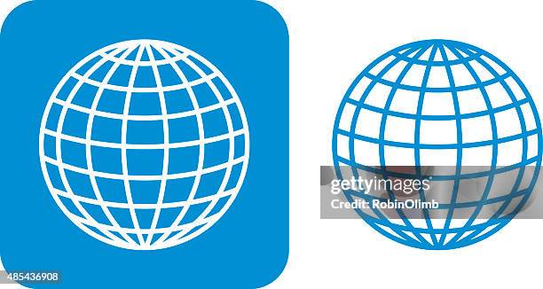 blauer globus symbole - längengrad stock-grafiken, -clipart, -cartoons und -symbole