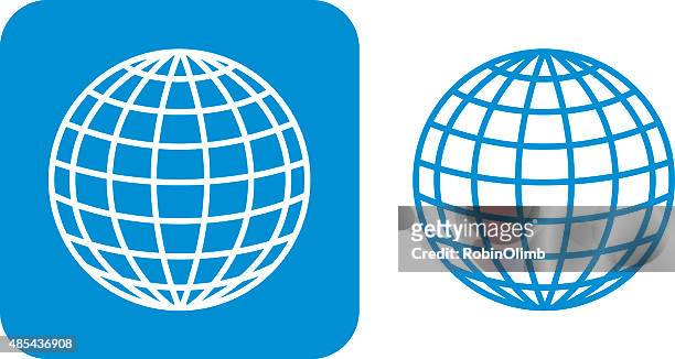ilustrações de stock, clip art, desenhos animados e ícones de azul globo ícones - latitude