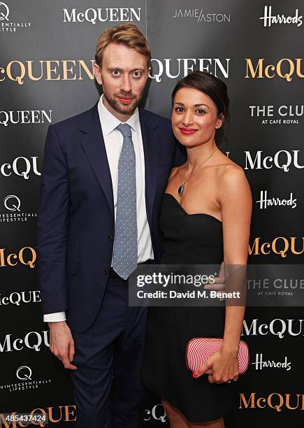 Playwright James Phillips and Daphne Alexander attends the after party following the press night performance of "McQueen" at The Club at Cafe Royal...