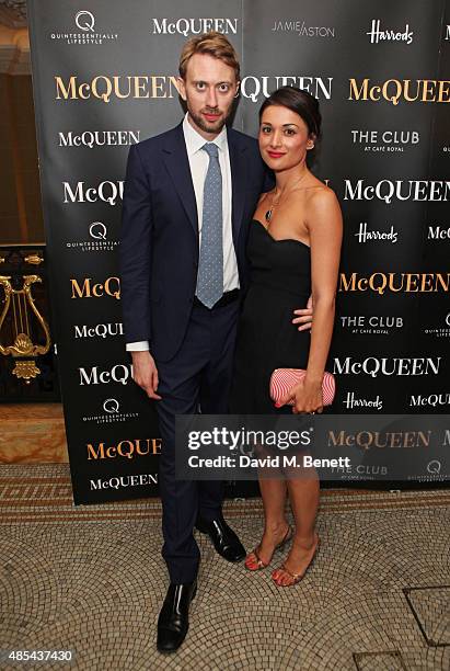 Playwright James Phillips and Daphne Alexander attends the after party following the press night performance of "McQueen" at The Club at Cafe Royal...