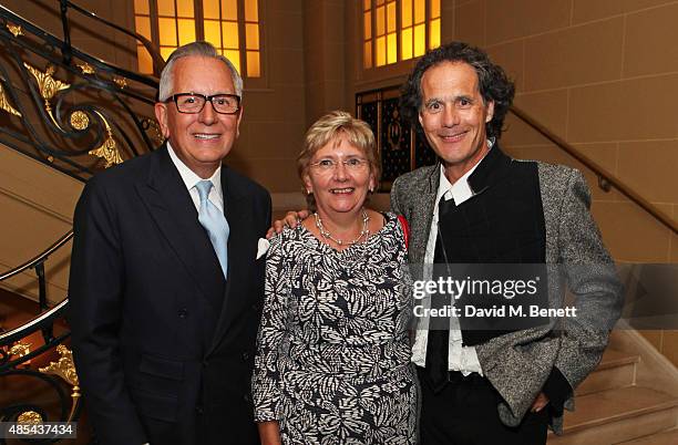 John Hitchcock, Margaret Hitchcock and producer Robert Mackintosh attend the after party following the press night performance of "McQueen" at The...