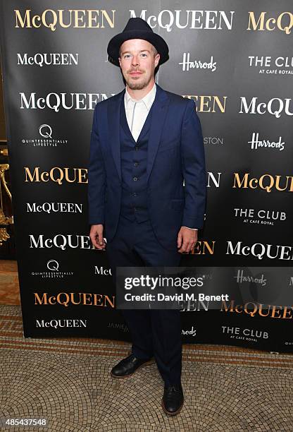 Cast member Stephen Wight attends the after party following the press night performance of "McQueen" at The Club at Cafe Royal on August 27, 2015 in...