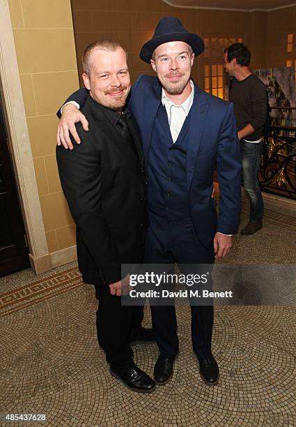 Cast members Kevin Wathen and Stephen Wight attend the after party following the press night performance of "McQueen" at The Club at Cafe Royal on...