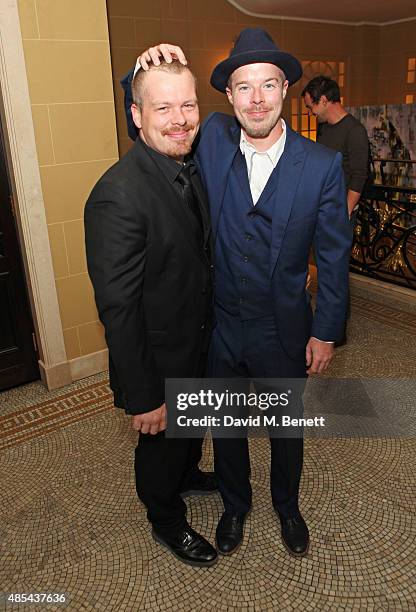 Cast members Kevin Wathen and Stephen Wight attend the after party following the press night performance of "McQueen" at The Club at Cafe Royal on...