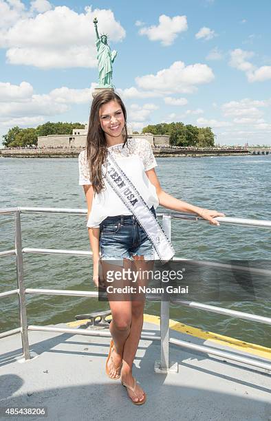 Miss Teen USA Katherine Haik attends a CitySightseeing cruise to the Statue of Liberty on August 27, 2015 in New York City.