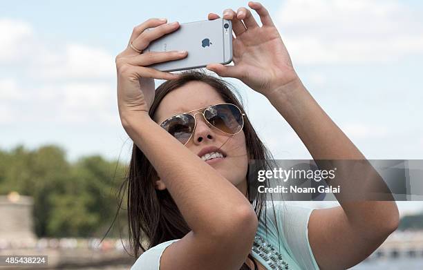 Miss Universe Paulina Vega attends a CitySightseeing cruise to the Statue of Liberty on August 27, 2015 in New York City.