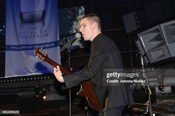 Willy Moon performs at the VDKA 6100 launch at Marquee on April 17, 2014 in New York City.